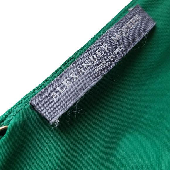 Alexander McQueen Green Peplum Ruched Stretch Dress Viscose Italy sz 48 (14 US) - Picture 8 of 16